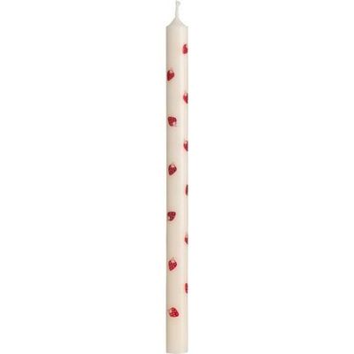 4 X TALL WHITE TAPER CANDLES WITH STRAWBERRIES 4 X TALL WHITE TAPER CANDLES WITH STRAWBERRIES