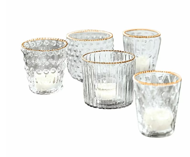 SET OF 5 MANSE GLASS VOTIVES