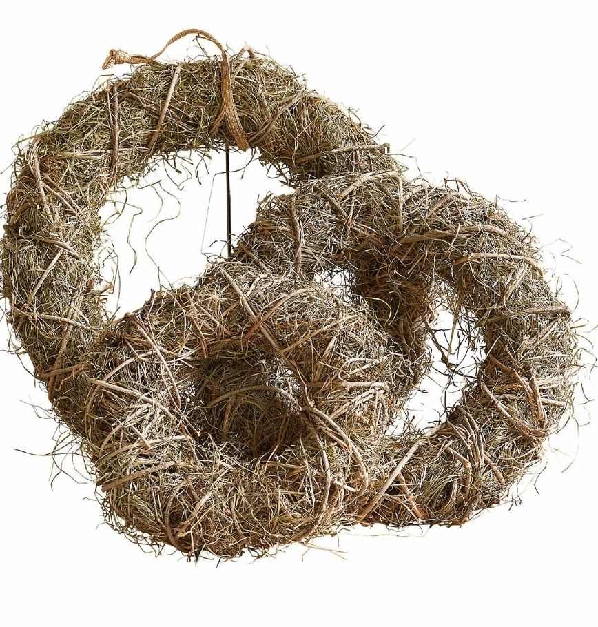 NATURAL GRASS AND HAZEL WREATH 40cm