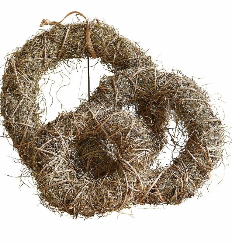 NATURAL GRASS AND HAZEL WREATH 40cm
