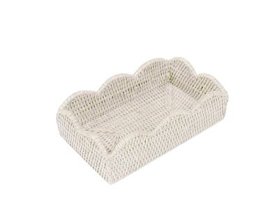 WHITE WASHED RATTAN SCALLOPED BUFFET HOLDER WHITE WASHED RATTAN SCALLOPED BUFFET HOLDER
