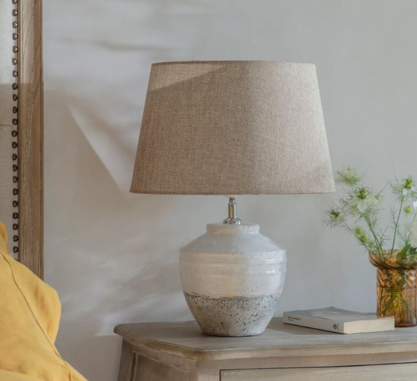 CLEMSFOLD STONE TABLE LAMP WITH SHADE