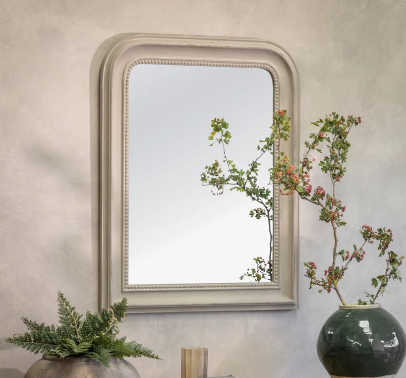 WILTON CARLYLE BEADED GREY MIRROR