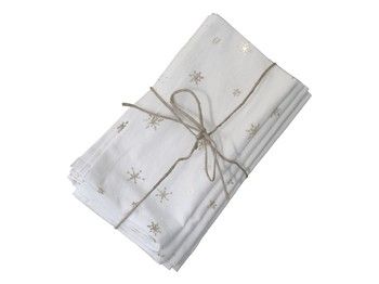 COTTON NAPKIN WITH GOLD STARS- WHITE
