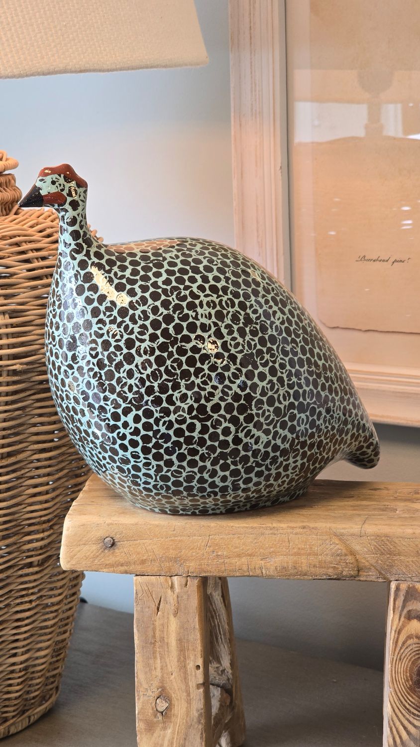 MEDIUM DARK BROWN AND MINT SPOTTED GUINEA FOWL