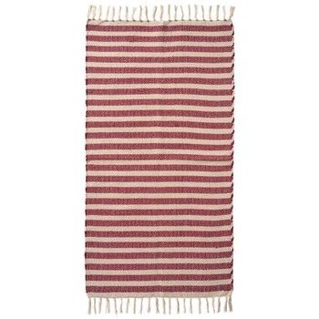 STRIPE COTTON FLOOR RUNNER RED AND CREAM 60x120cm