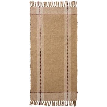 STRIPE COTTON FLOOR RUNNER BEIGE AND RED 60x120cm