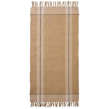 STRIPE COTTON FLOOR RUNNER BEIGE AND BLACK 60x120cm