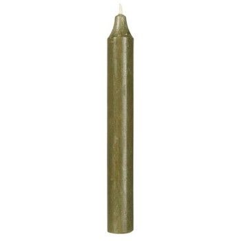 4 DINNER CANDLES IN RUSTIC FOREST GREEN