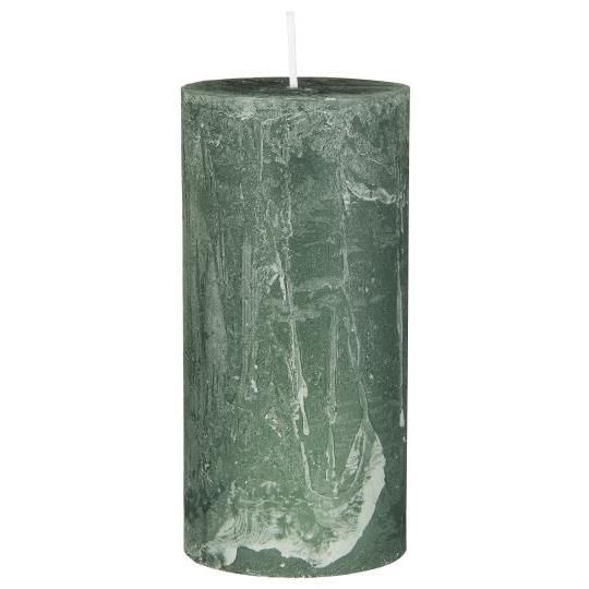 RUSTIC PILLAR  CANDLE 6.8x14cm IN MOSS GREEN