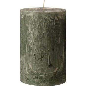 RUSTIC PILLAR CANDLE 15x9.6cm IN MOSS GREEN