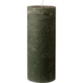 RUSTIC PILLAR CANDLE 25x9.6cm IN MOSS GREEN