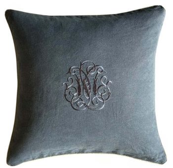 CHARCOAL MONOGRAMMED CUSHION 50x50cm