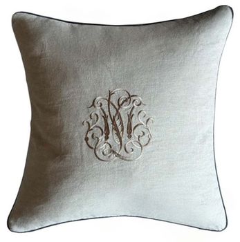 TAUPE MONOGRAMMED CUSHION 50x50cm