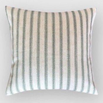 GREEN TICKING STRIPE CUSHION 50x50cm