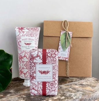 KRAFT BAG GIFT SET IN ORANGE BLOSSOM