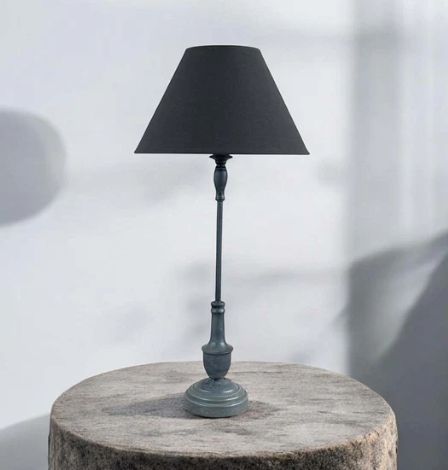 LORENA BLACK METAL LAMP BASE WITH LINEN SHADE