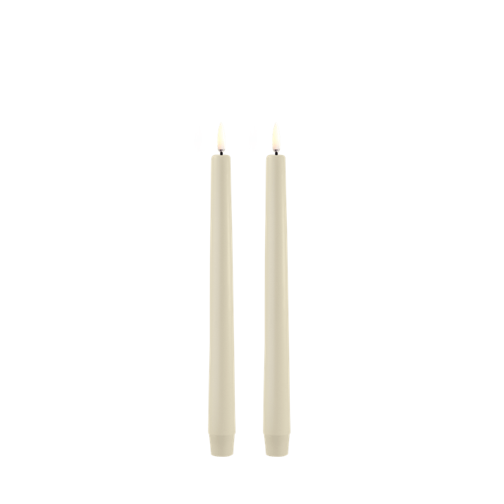 UYUNI REAL FLICKER LED TAPER CANDLE OYSTER GREY 2 PACK 2.3x25cm