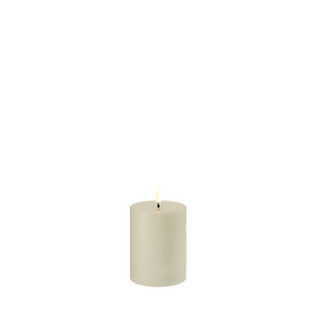 UYUNI LED REAL FLICKER PILLAR CANDLE OYSTER GREY 7.8x10.1cm