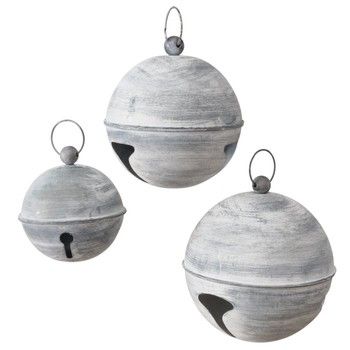 SET OF 3 LARGE METAL BELLS ON JUTE ROPE