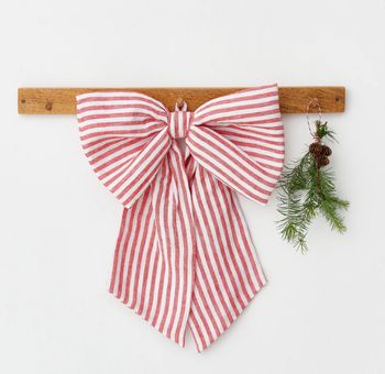 RED AND WHITE STRIPE LINEN BOW