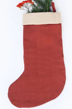 LINEN STOCKING IN RED CLAY