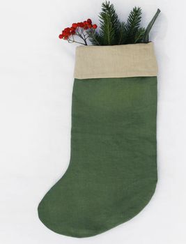LINEN STOCKING IN FOREST GREEN