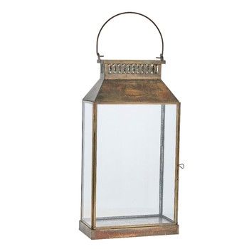 SIGNE ANTIQUE BRASS LANTERN 38.5cm