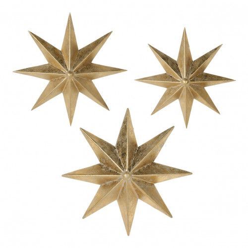 3 METAL STARS WITH BRASS FINISH
