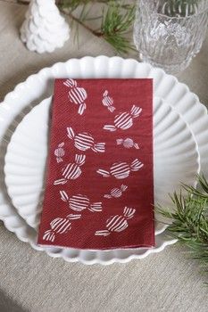 WHITE STRIPE CANDY LUNCH NAPKINS 16pk