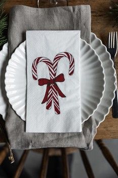 LARGE CANDY CANE LUNCH NAPKINS 16pk