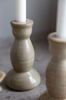 GREIGE CLAY CANDLE HOLDER
