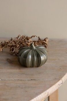 SMALL GREEN GLAZED PUMPKIN