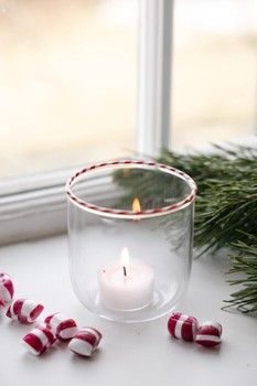 CANDY CANE RIM T-LIGHT HOLDER