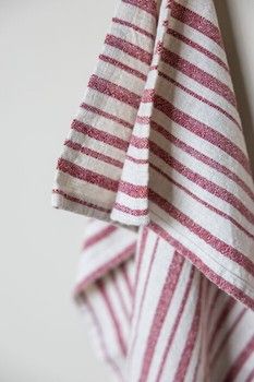 RED STRIPE TEA TOWEL 65x45cm