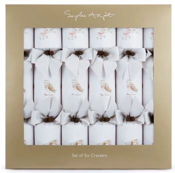 SNOWY OWLS CHRISTMAS CRACKERS BOX OF 6 SNOWY OWLS CHRISTMAS CRACKERS BOX OF 6