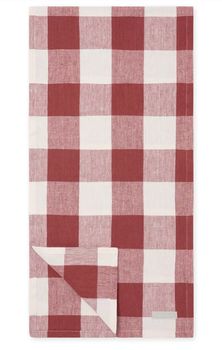RUSTIC RED GINGHAM LINEN TABLE RUNNER 35x280cm