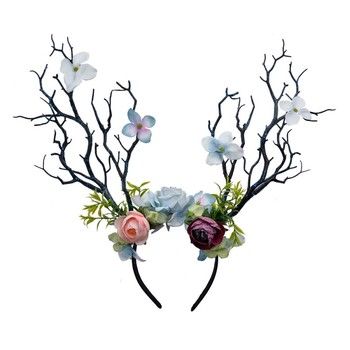 MULTI FLORAL AND BRANCH HEADBAND
