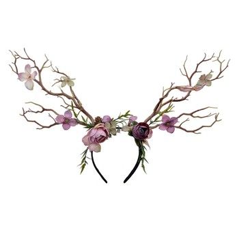 PINK FLORAL AND BRANCH HEADBAND