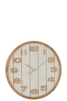 LARGE SLATTED TIMBER FRAME WALL CLOCK