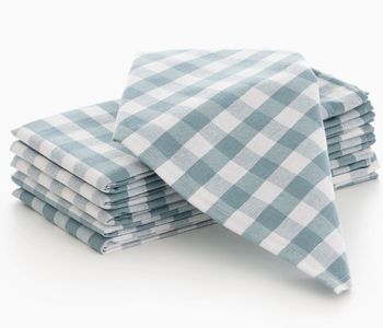 SET OF 6 COTTON GINGHAM NAPKINS IN AQUA 45x45cm SET OF 6 COTTON GINGHAM NAPKINS IN AQUA 45x45cm
