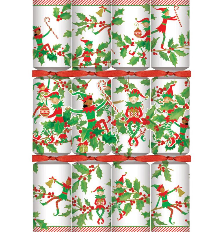 JINGLE ELVES CHRISTMAS CRACKERS 8 PER BOX