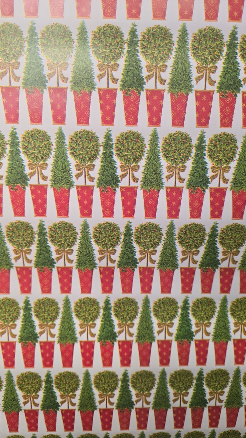 POTTED TOPIARY GIFT WRAP X 4 SHEETS 70x50cm EACH