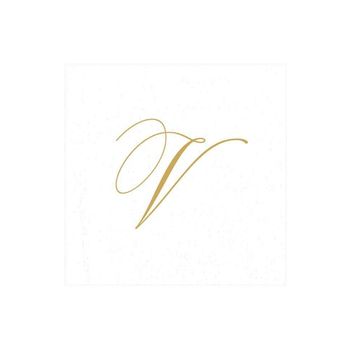 MONOGRAM PAPER LINEN COCKTAIL NAPKINS - INITIAL V
