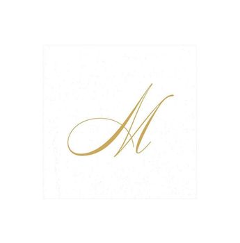 MONOGRAM PAPER LINEN COCKTAIL NAPKINS - INITIAL M