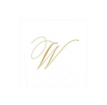 MONOGRAM PAPER LINEN COCKTAIL NAPKINS - INITIAL W MONOGRAM PAPER LINEN COCKTAIL NAPKINS - INITIAL W