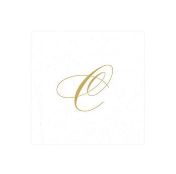 MONOGRAM PAPER LINEN COCKTAIL NAPKINS - INITIAL C