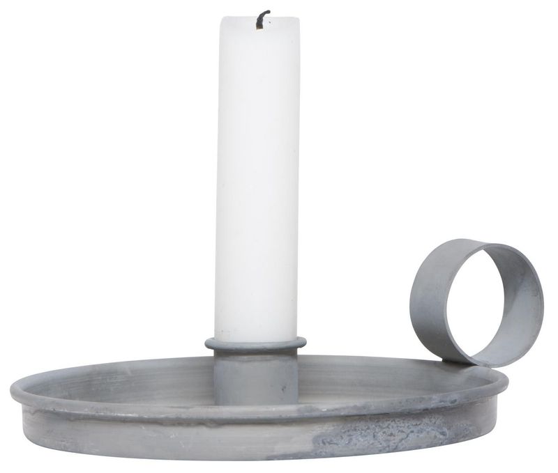 GREY METAL CANDLE HOLDER