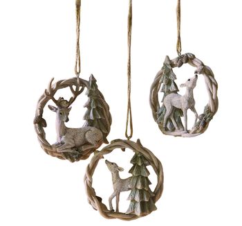 SET OF 3 DEER HANGING PENDANTS