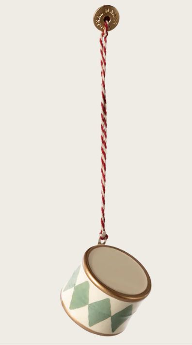 METAL DRUM ORNAMENT IN MINT SMALL